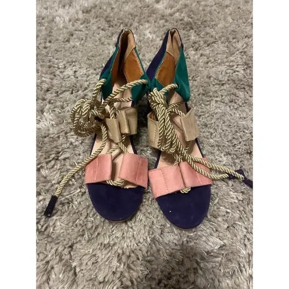 Multicolor stray gladiator heeled sandals. Size 41. - Picture 7 of 8